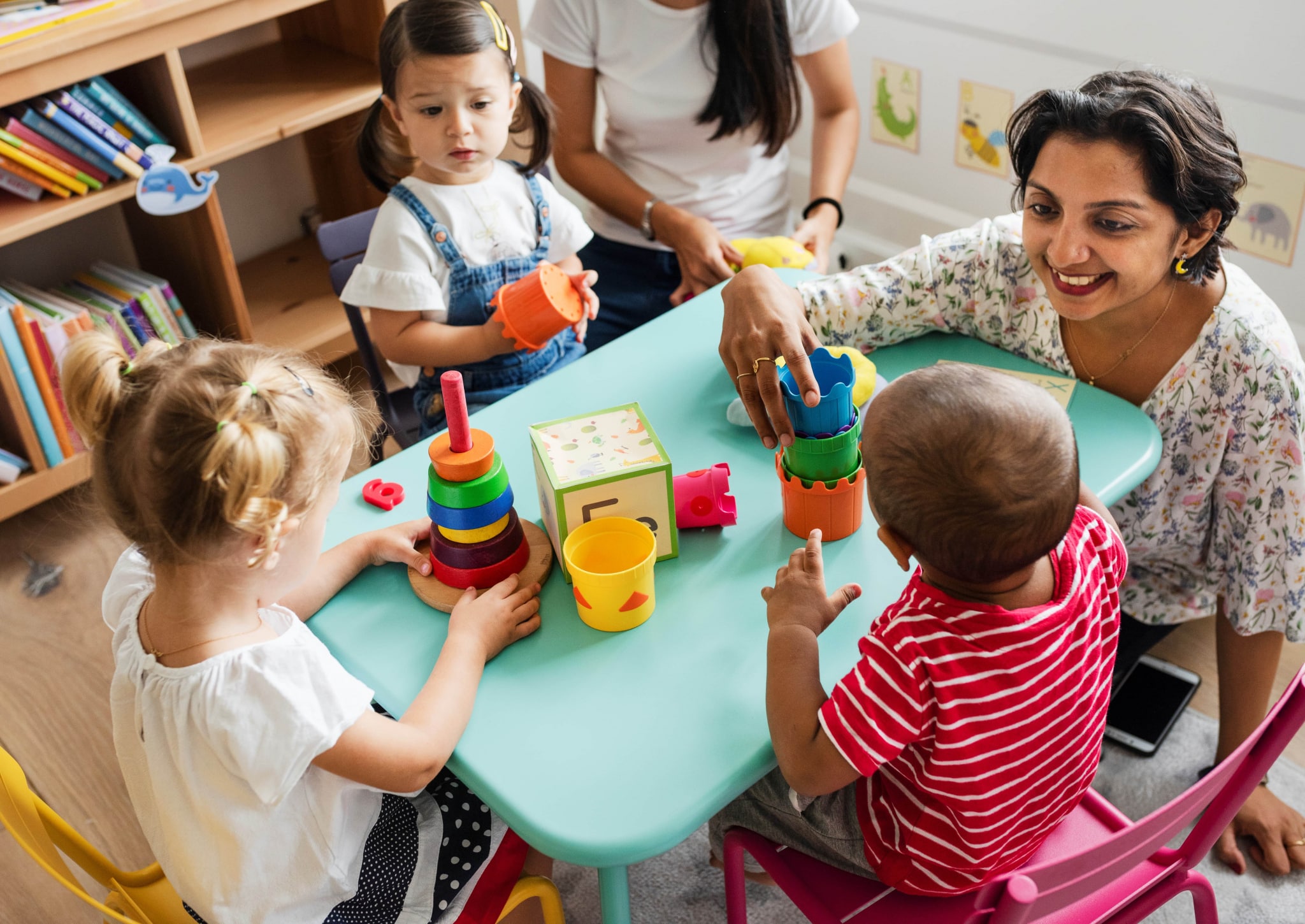 educators and children in childcare